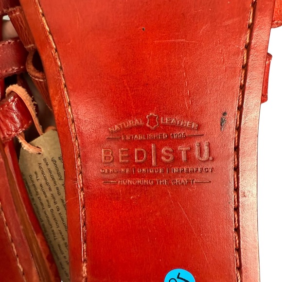BED STÜ‎ Hilda Red Leather Sandals Buckle Straps Size 9.5 Gladiator Boho Slides